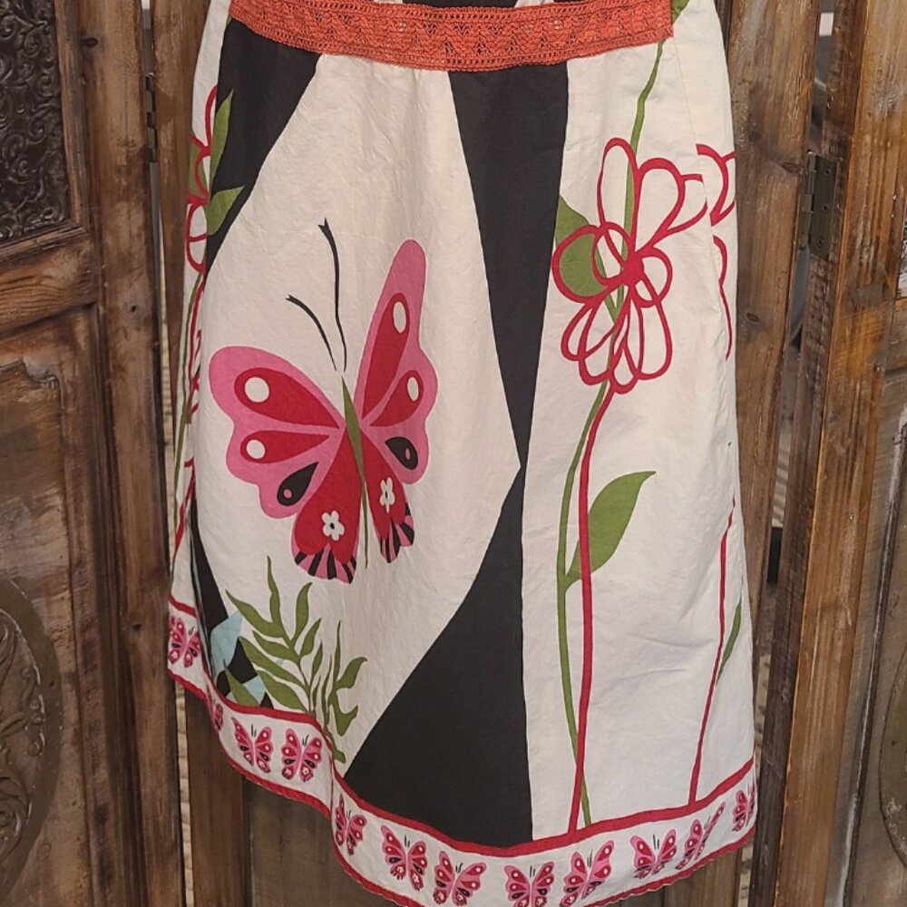 Boho Butterfly Print Sundress – Sleeveless with Crochet Trim – Size S - Picture 7 of 7